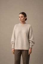 Crewneck-Pullover aus weichem gebürstetem Strick fur Damen