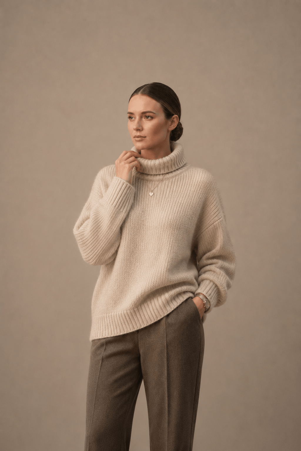 Oversized Rippenstrick-Rollkragenpullover in gemütlichem Strick
